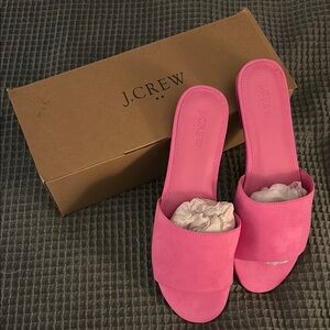 J. Crew Vibrant Pink Women's Sandals Microsuede size 10